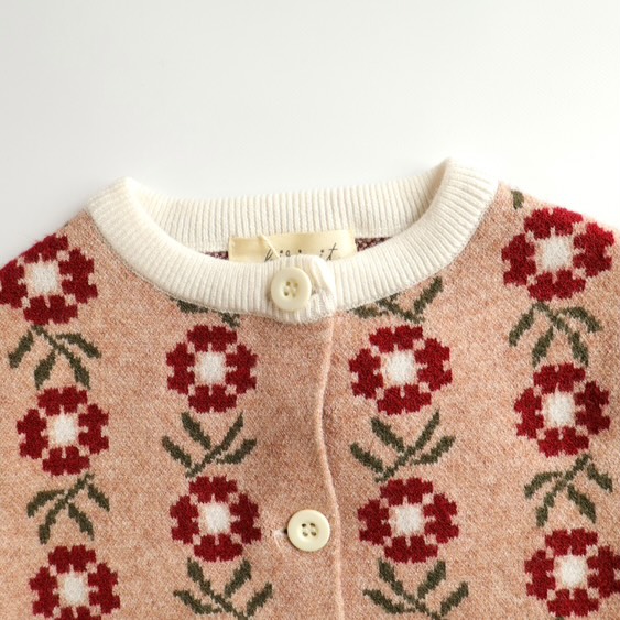 花柄ニットカーディガン