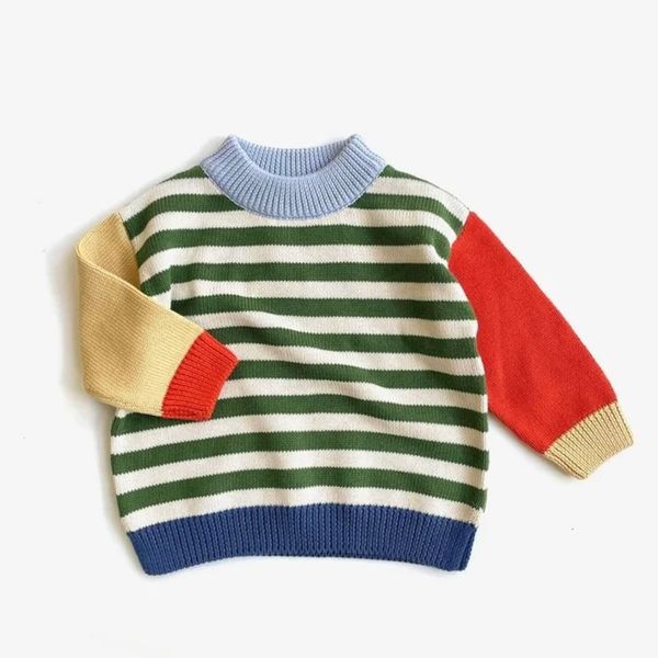 ORGANIC COTTON KNIT JUMPER - CLOVER STRIPE COLOUR BLOCK